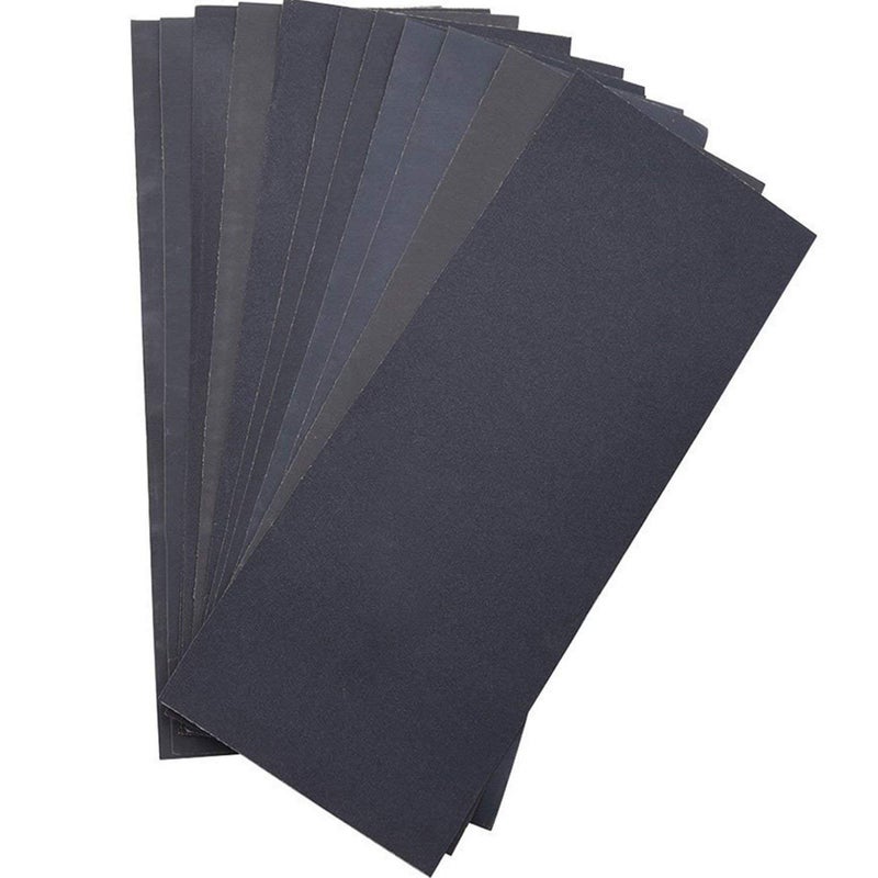 LANHU Abrasive Dry Wet Waterproof Sandpaper Sheets Assorted Grit of 400/600/ 800/1000/ 1200/1500 for Furniture, Hobbies and Home Improvement, 12 Sheets (9 x 3.6 Inch), For Wood - Image 1